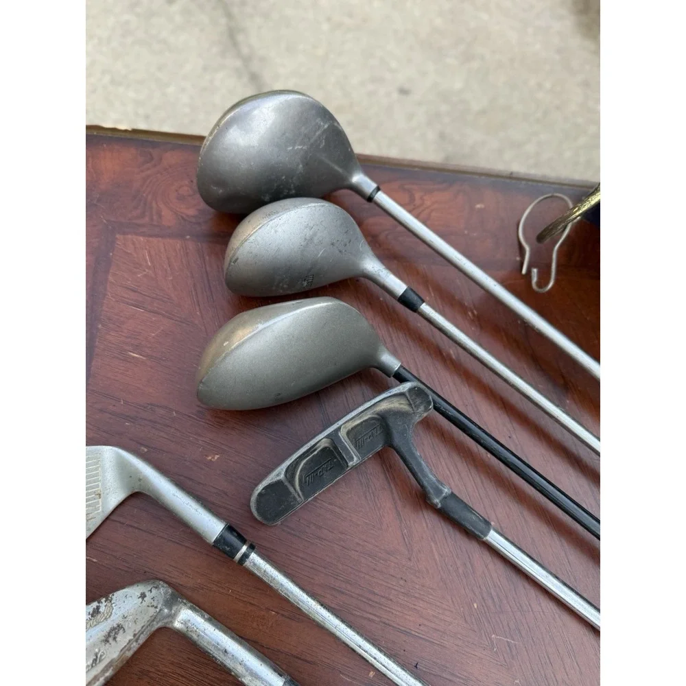 13 Golf Clubs Assorted Vintage Ron Miller Pro Golf‎ Bag 3-way Made In USA,